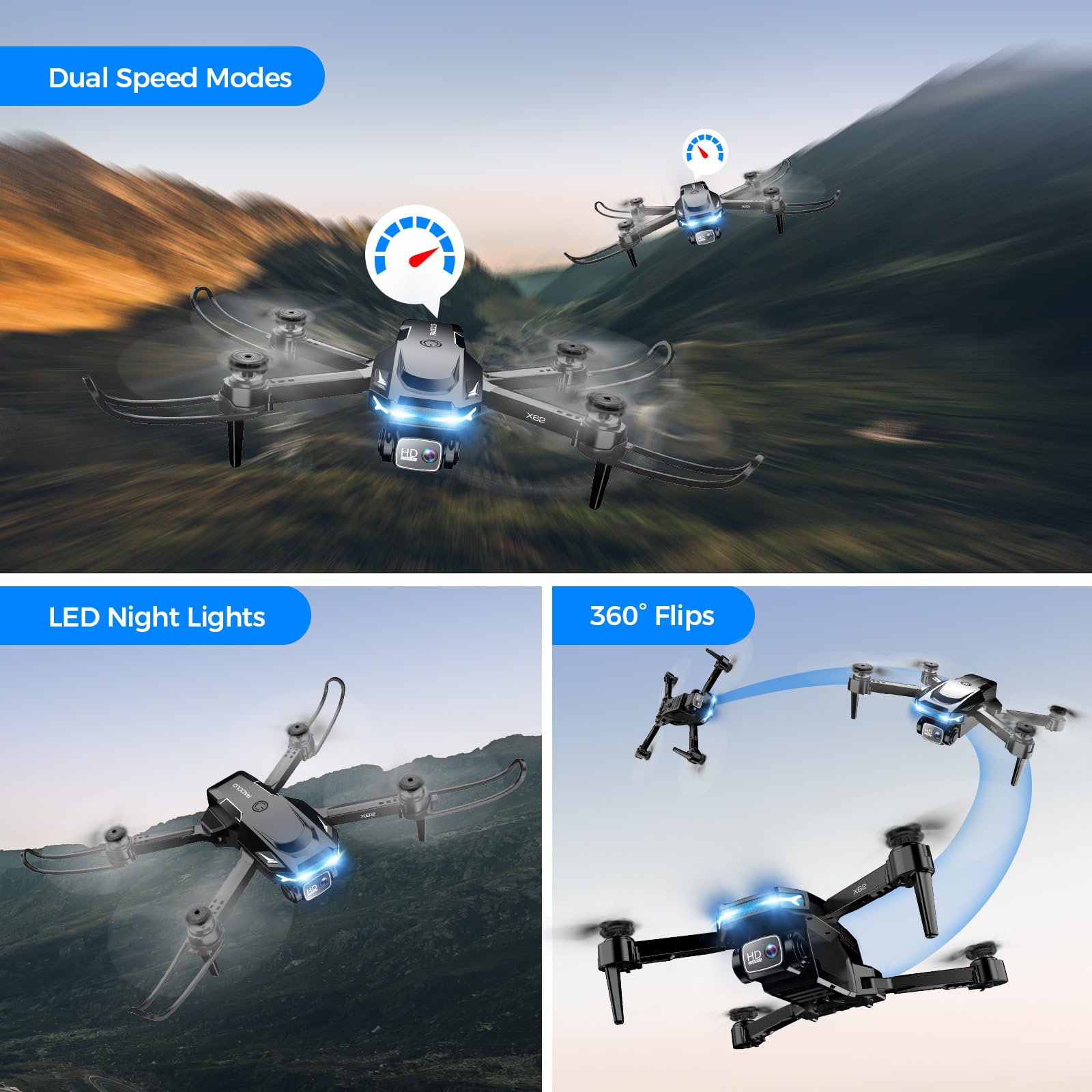 RELIDOL PK01 dual batteries extend flight time up to 25 minutes.