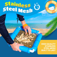 RELODECOR Family friendly beach search with the Shark Tooth Sifter for shells and teeth.
