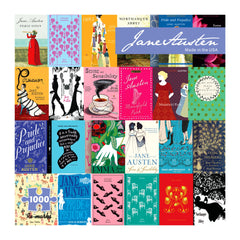 Re-Marks Jane Austen puzzle collage of book covers for relaxing, screen-free leisure