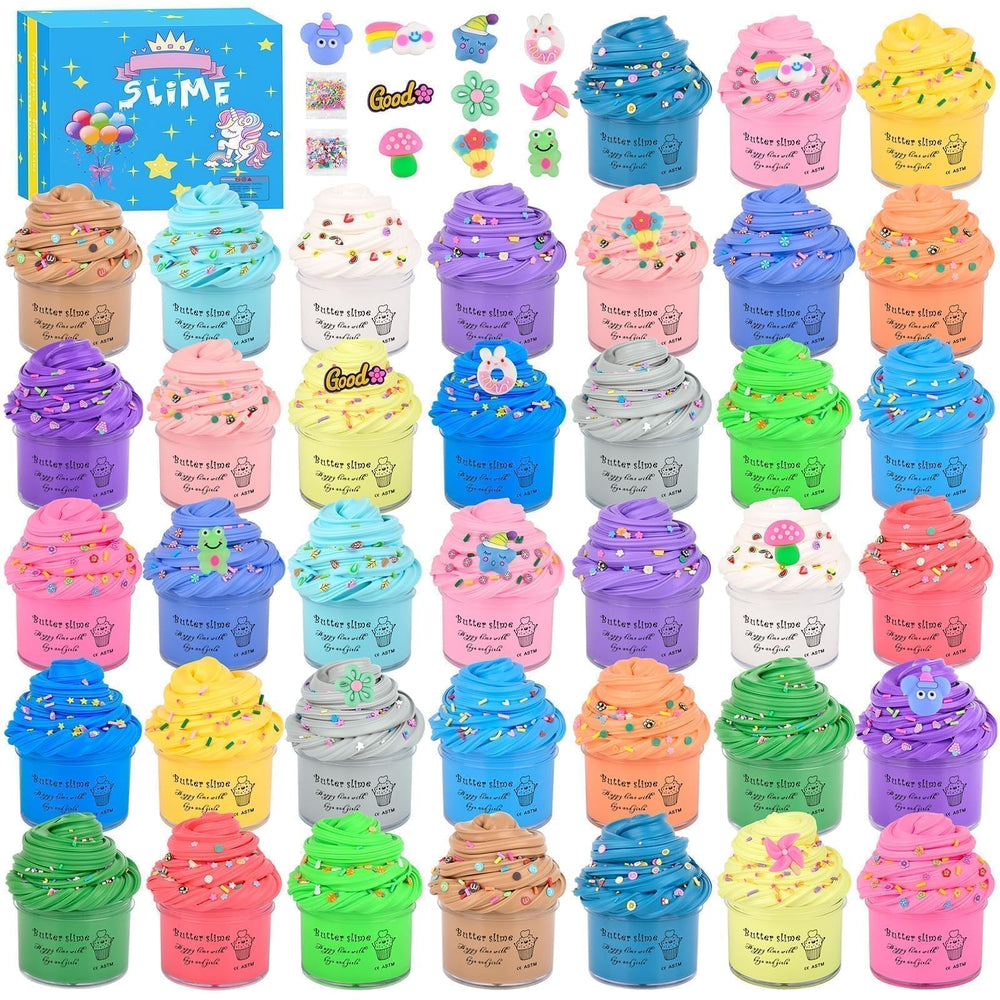 Remethsu 38-pack butter slime kit in vibrant colors for creative play.
