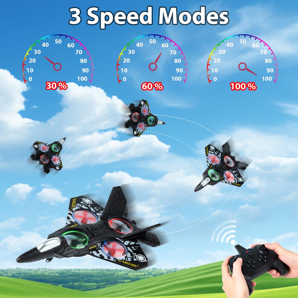 Remote Control Airplane features easy-launch with one button for effortless takeoffs.