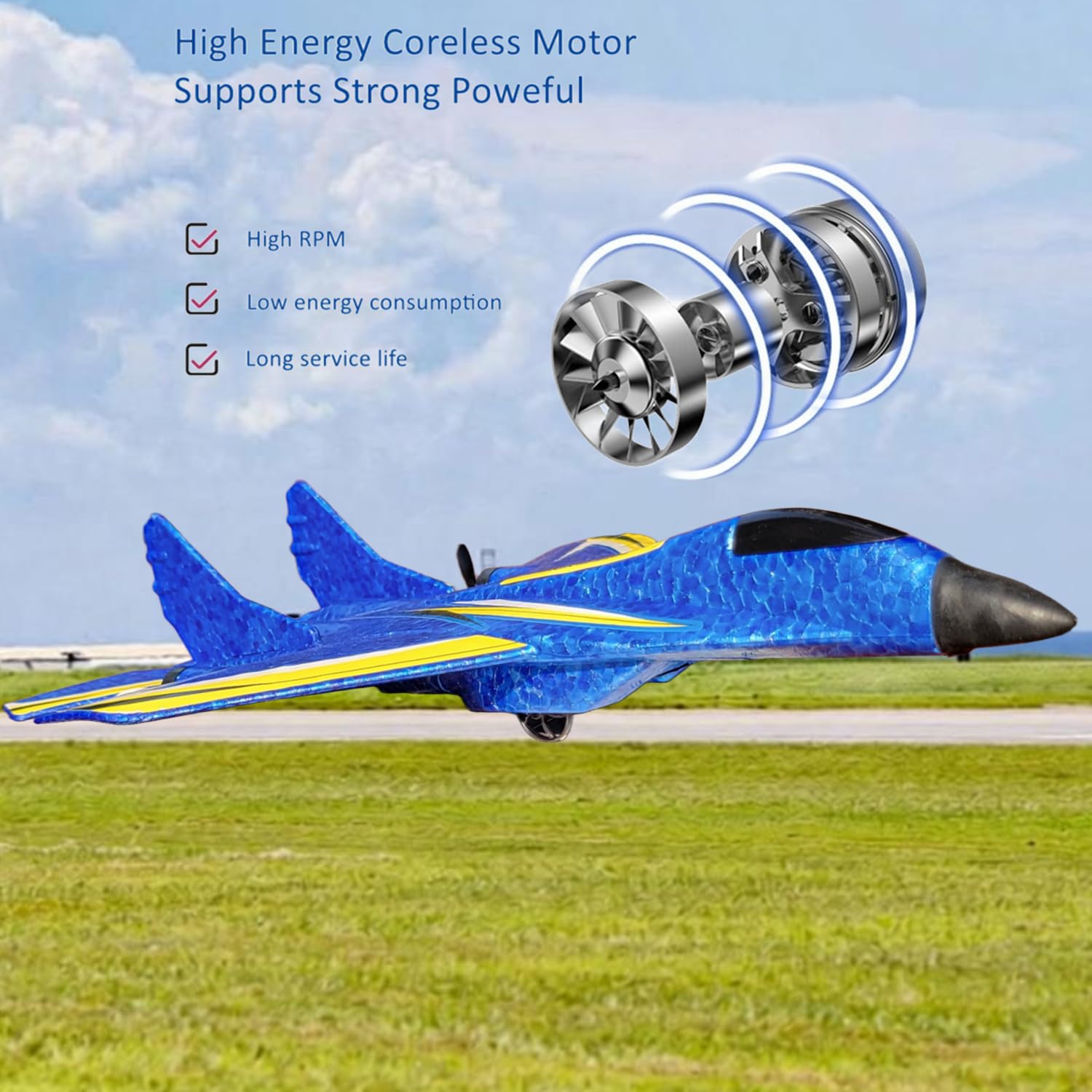 Remote Control Plane blue side view highlighting lightweight EPP foam body