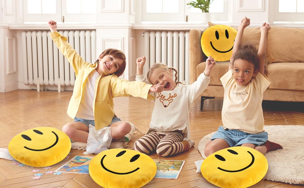 RENAMB Smiley Face Pillow doubles as a cozy travel companion for trips.