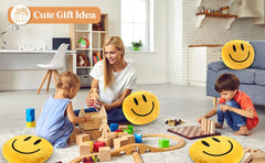 RENAMB Smiley Face Pillow brightens spaces with its cheerful, colorful design.