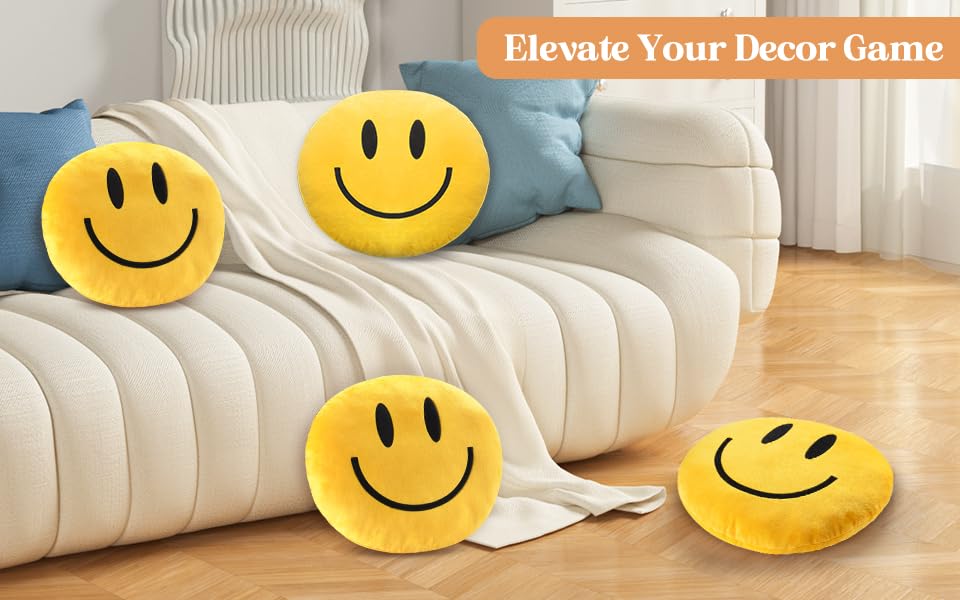RENAMB Smiley Face Pillow crafted from odorless plush for durable, everyday use.