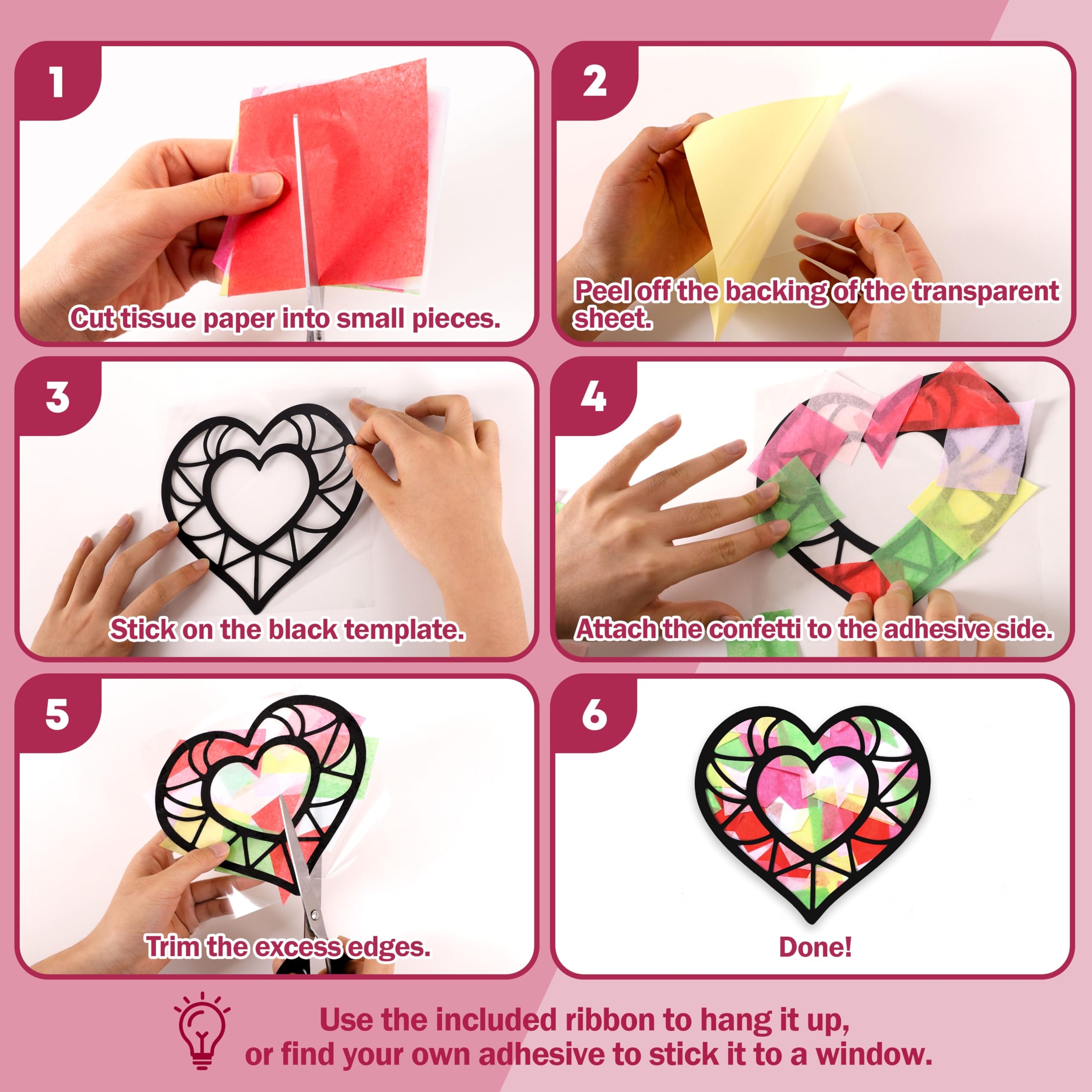 Renbuzhu ribbon rolls add color accents to final suncatchers.
