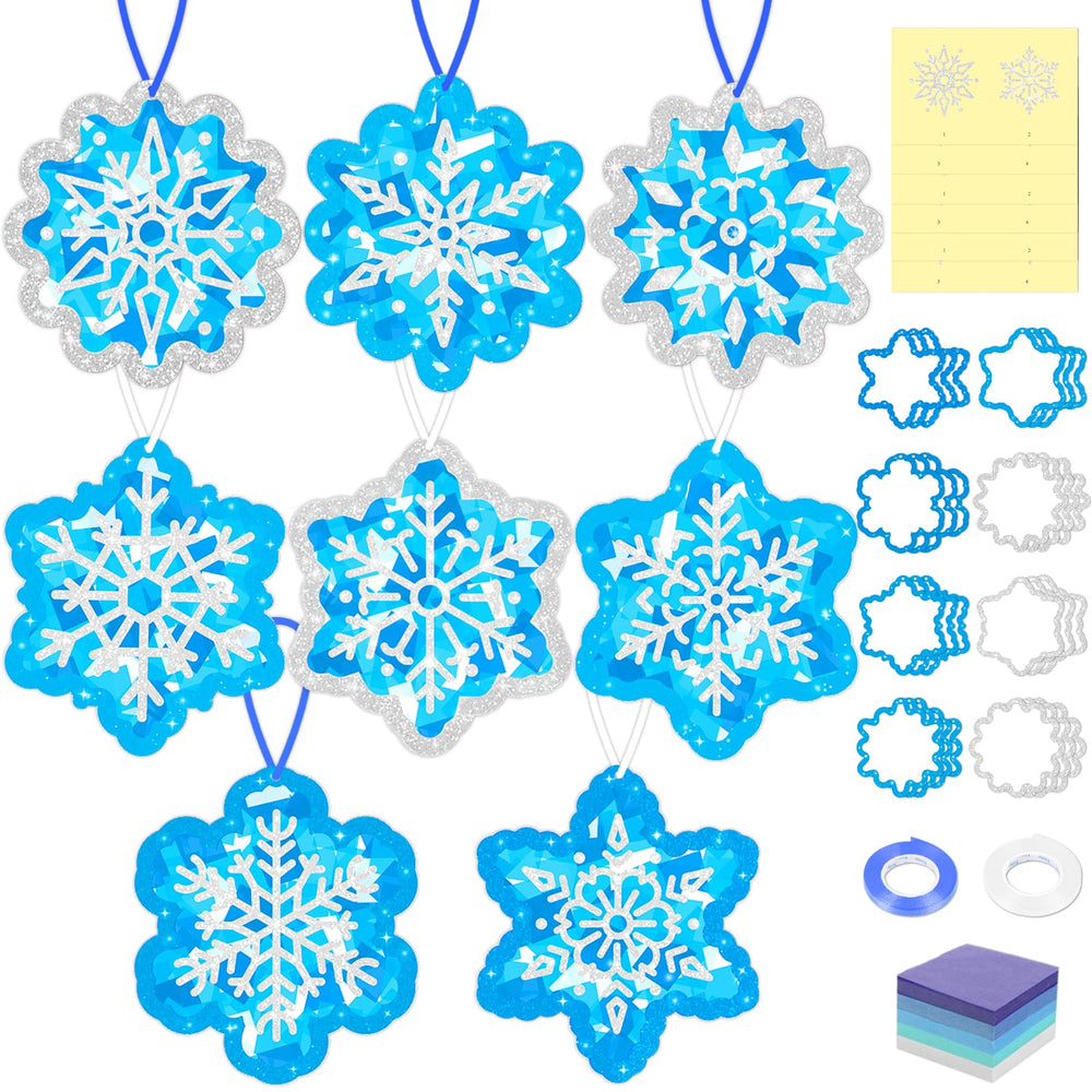 Renbuzhu Snowflake Suncatcher Kit pre-cut frames for bright window displays, classroom-friendly.