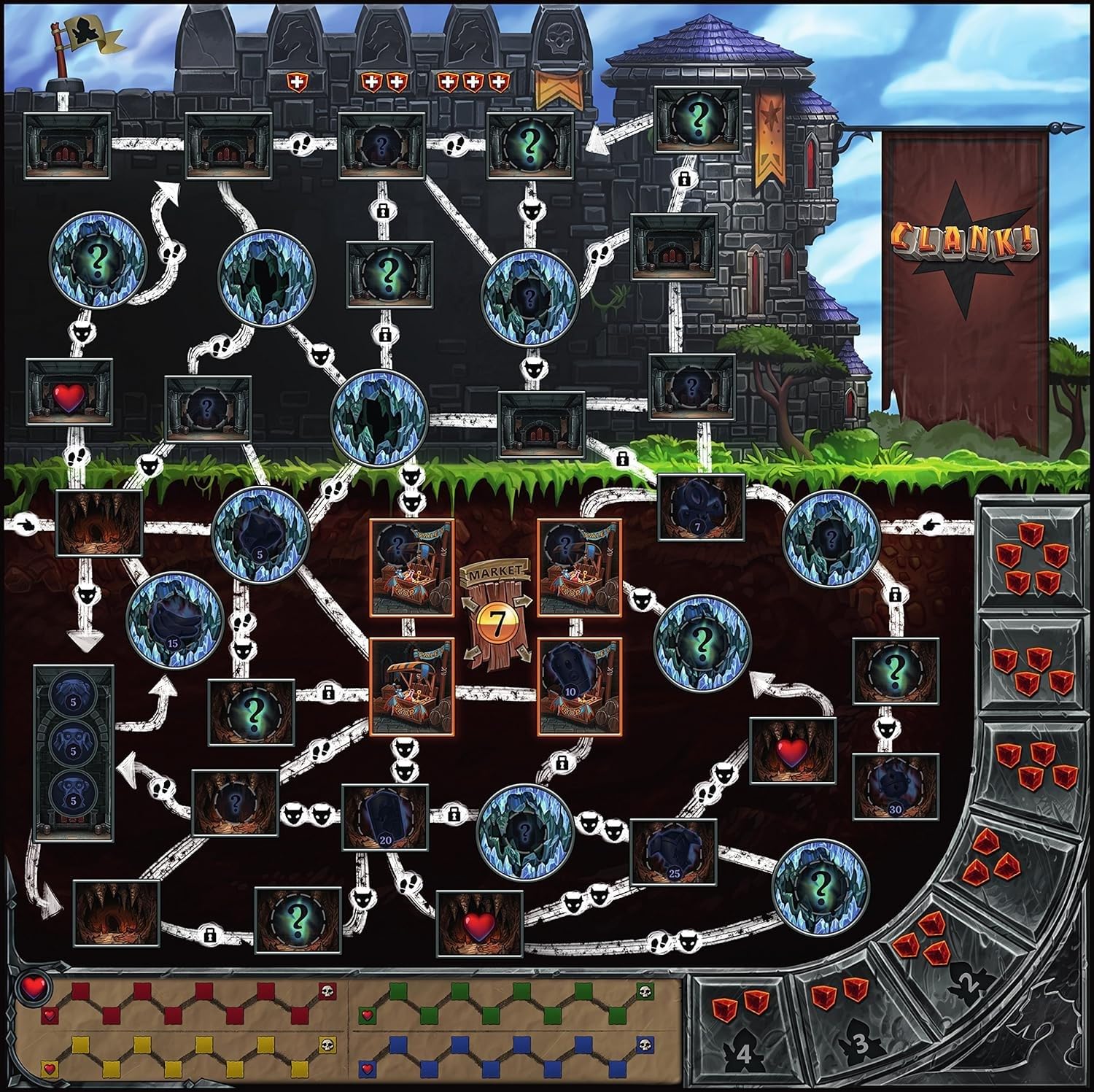 Renegade Clank artifact tokens showcase loot to chase during the quest.