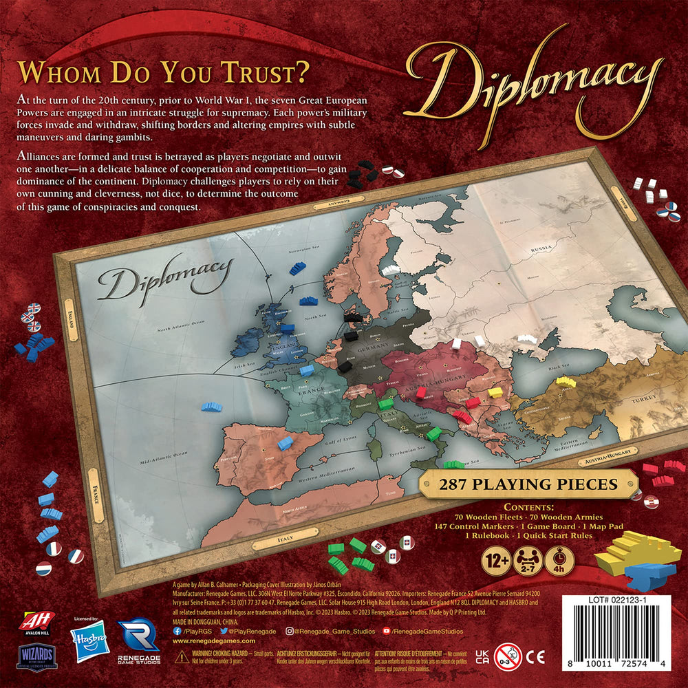 Renegade Diplomacy wooden meeples showcase fleets and armies during tense negotiations.