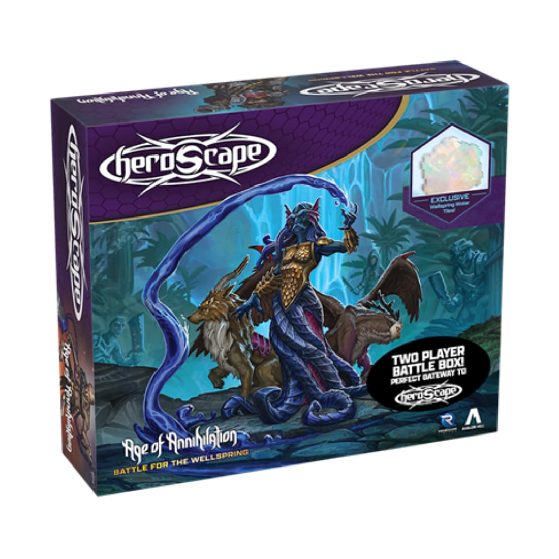 Renegade Game Studios Heroscape battle box cover for Wellspring ready-to-play.