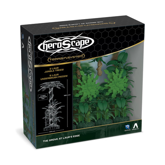 Renegade Heroscape Grove Laur's Edge trees add dramatic jungle terrain for dynamic battles.