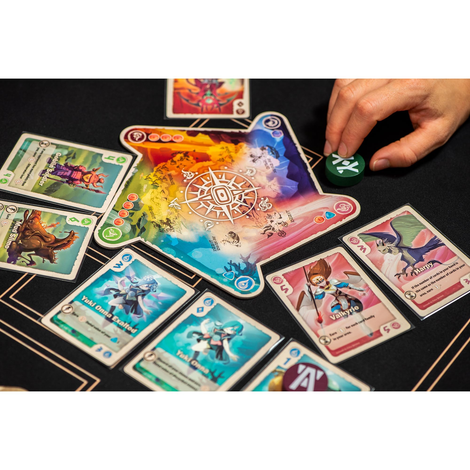 Renegade Vale Eternity mythology cards spread across the table.