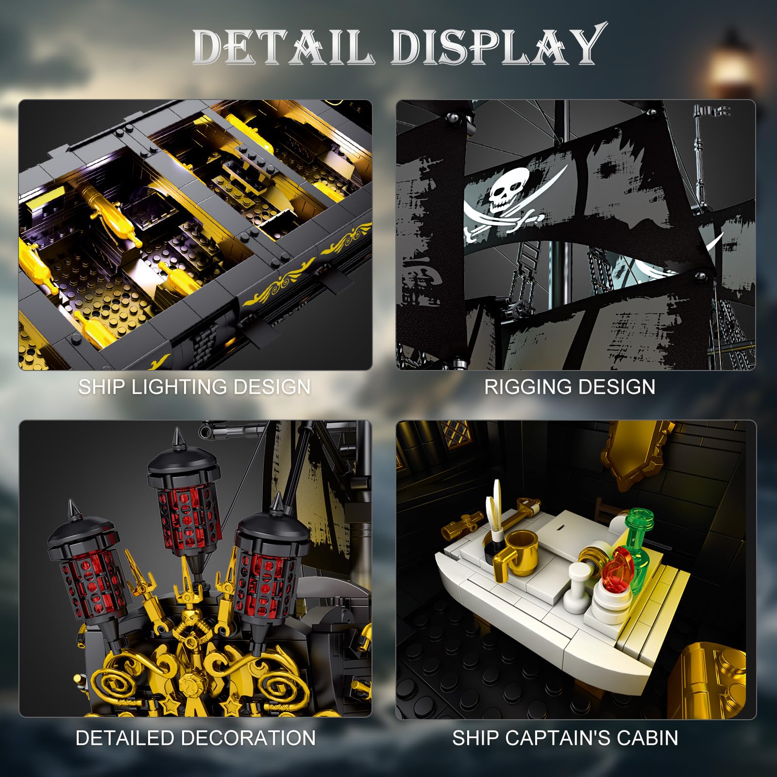 Reobrix Black Pearl ship deck details showcase craftsmanship.
