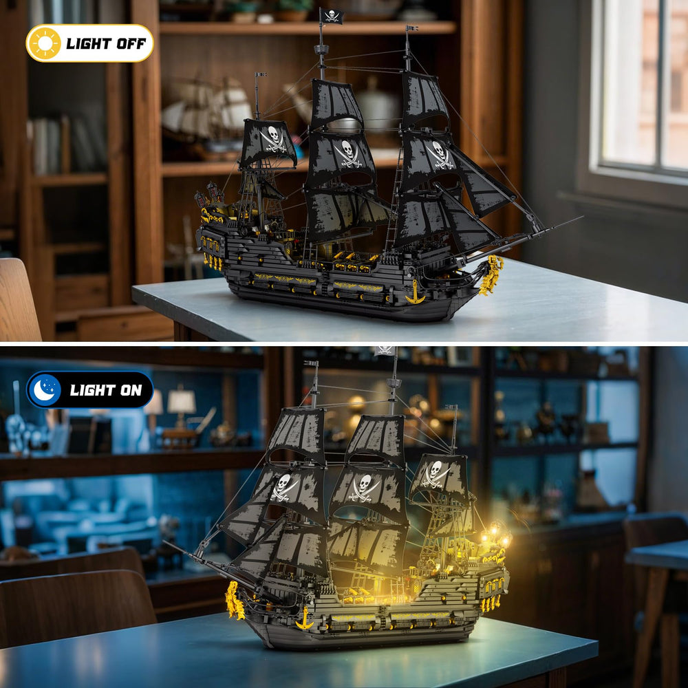 Reobrix Black Pearl ship with movable sails invites interactive building.