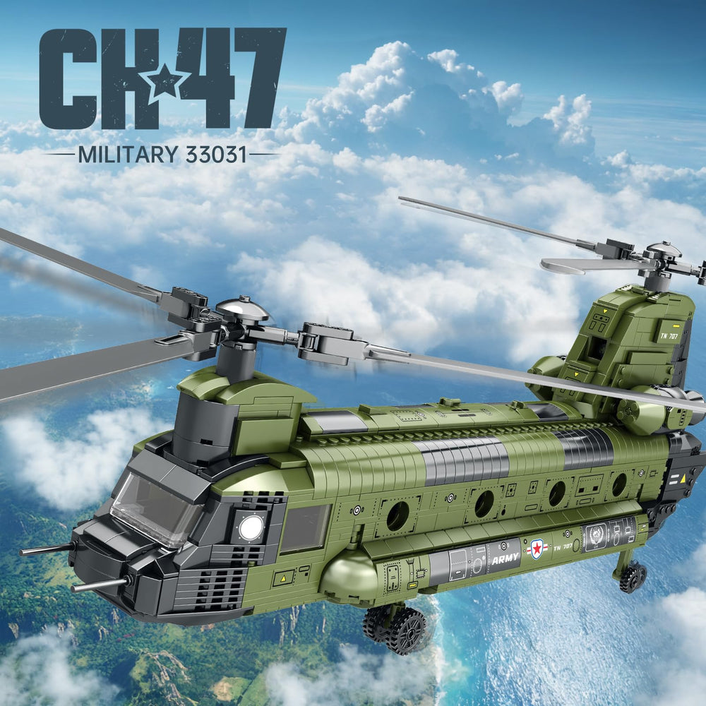 Reobrix CH-47 fuselage design highlights authentic exterior for display.