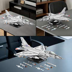 Reobrix F-16 fighter jet model retractable landing gear detail for realistic play or display.