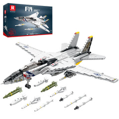 Reobrix F-14 jet assembly kit showing authentic fighter jet silhouette