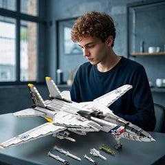 Reobrix F-14 jet display case makes a striking shelf centerpiece