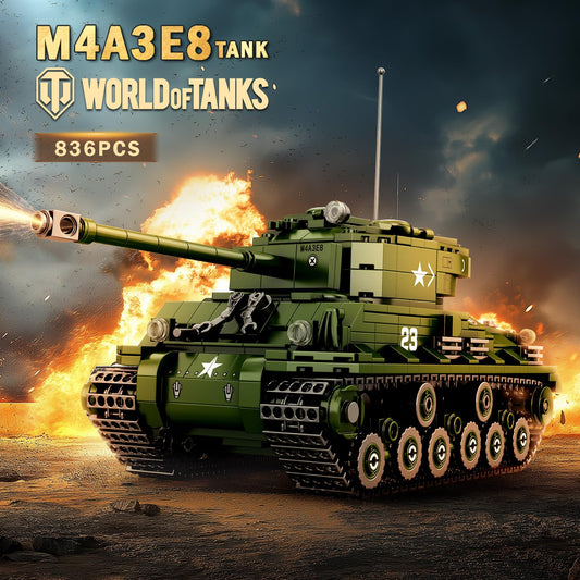 Reobrix Sherman Tank top hatch open for realistic access and display
