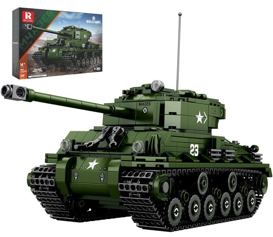 Reobrix M4A3E8 Sherman Tank turret rotation detail for interactive play