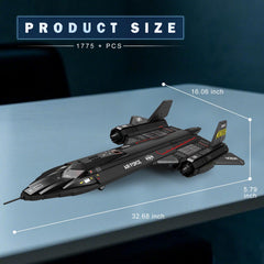 Printed stickers enhance realism on the SR-71 Blackbird building set.