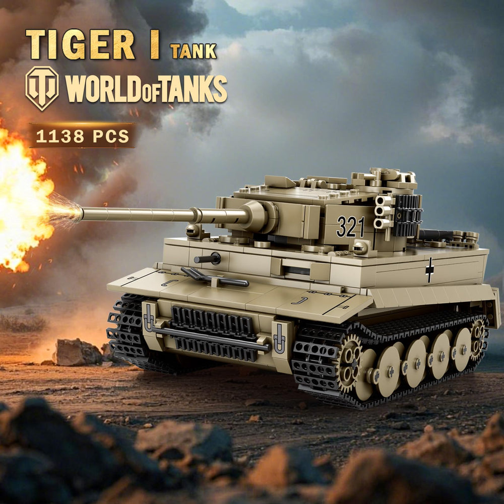 Reobrix Tiger I Tank turret rotation demonstrates 360-degree playability during build.