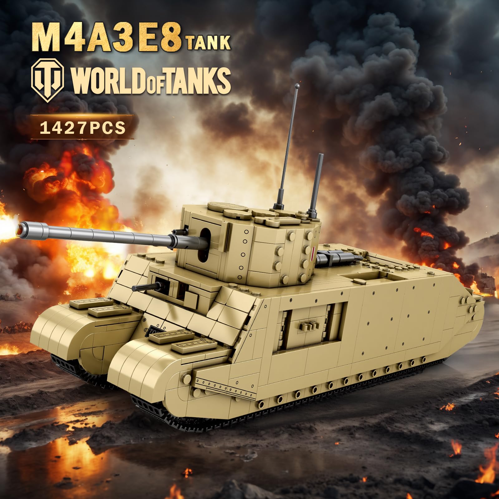 Reobrix TOG2 tank building set side profile showing authentic silhouette.