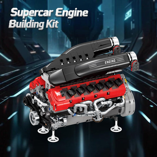 Reobrix V12 engine model crankshaft linkage shown for smooth operation
