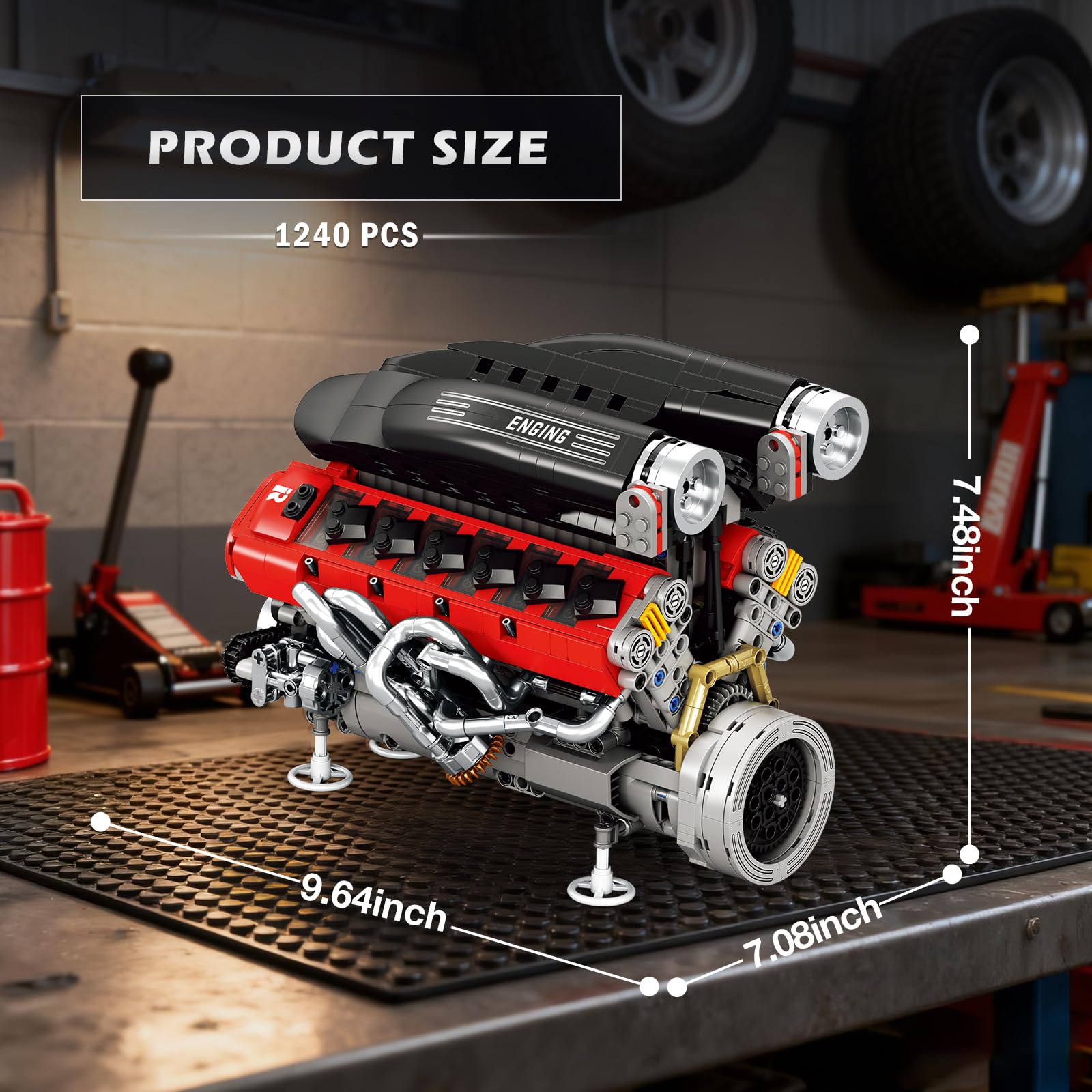 Reobrix V12 engine model detailed parts highlighting precision engineering