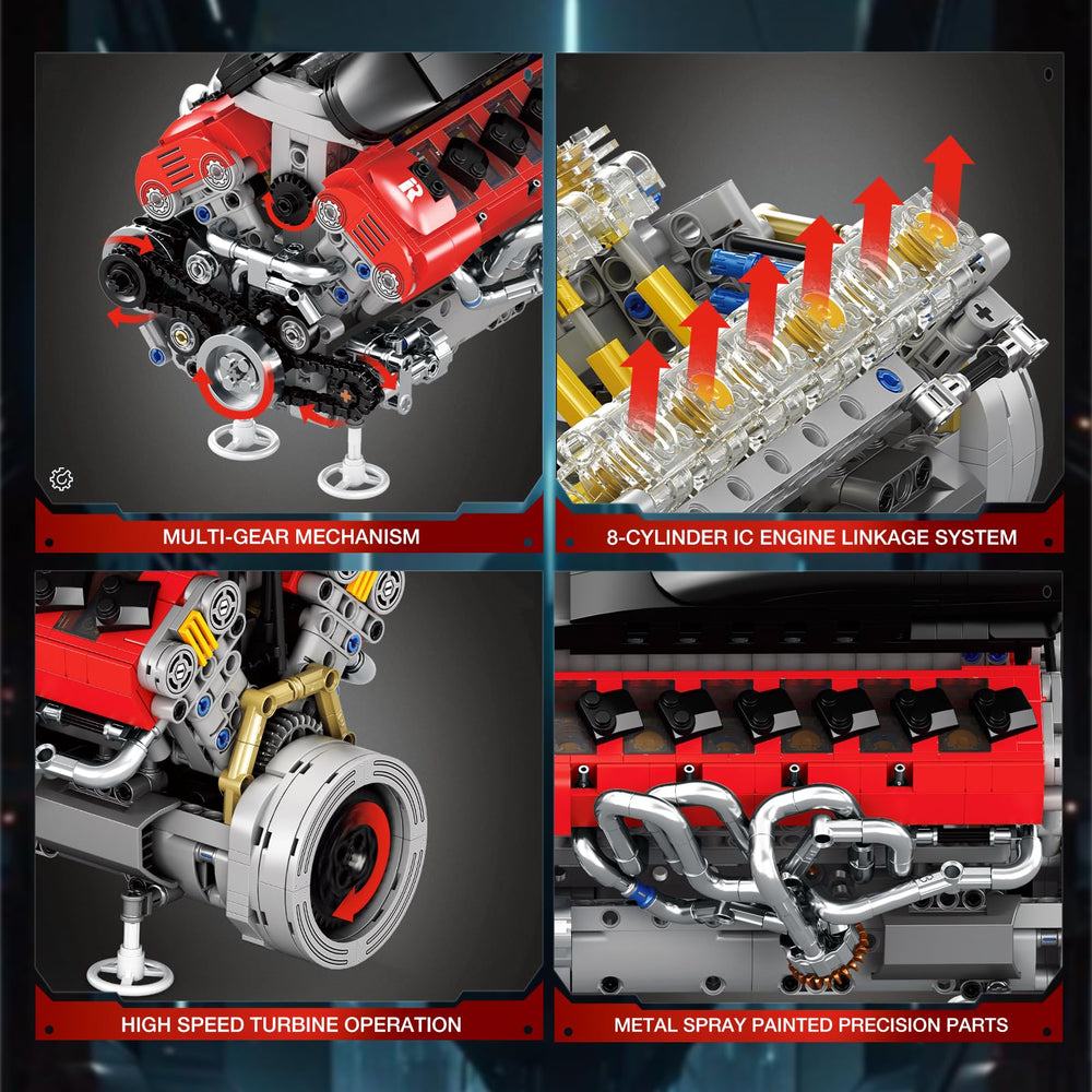 Reobrix V12 engine model internal drive system demonstrates realistic motion