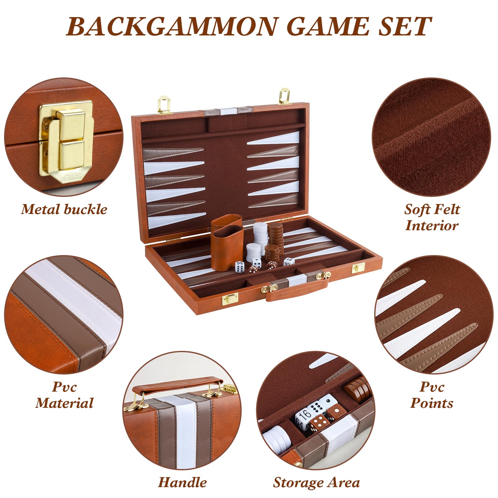 RERIVER Backgammon Set 30 chips, 15 per color, ready to play