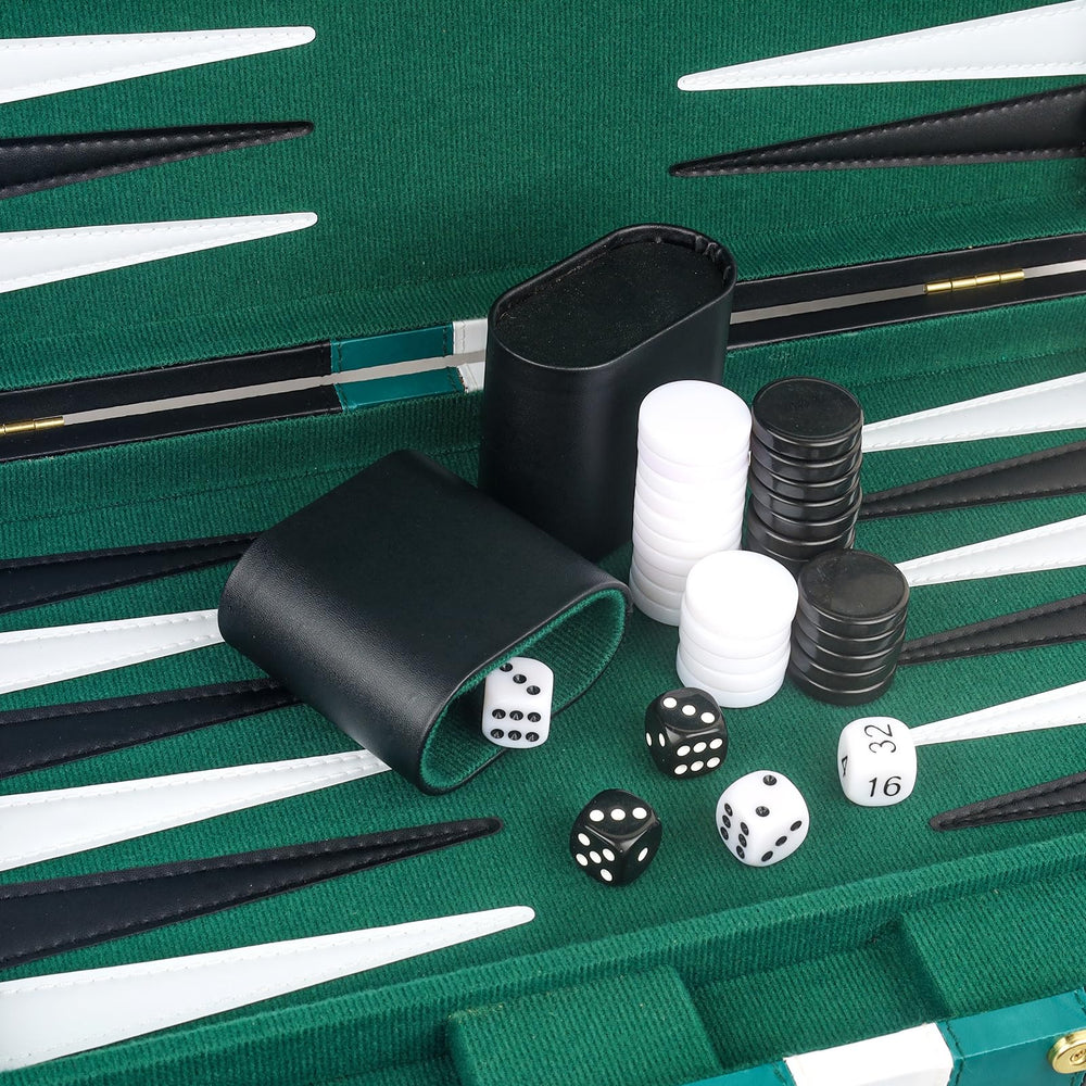 RERIVER backgammon closed and open dimensions for easy packing.