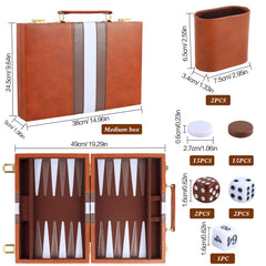 RERIVER Backgammon Set brown felt-lined dice cups reduce noise