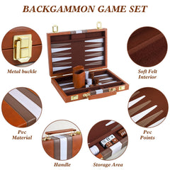 RERIVER Backgammon Set brown leatherette dice cups reduce noise