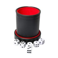 RERIVER dice cup with red felt interior softens shake noises.