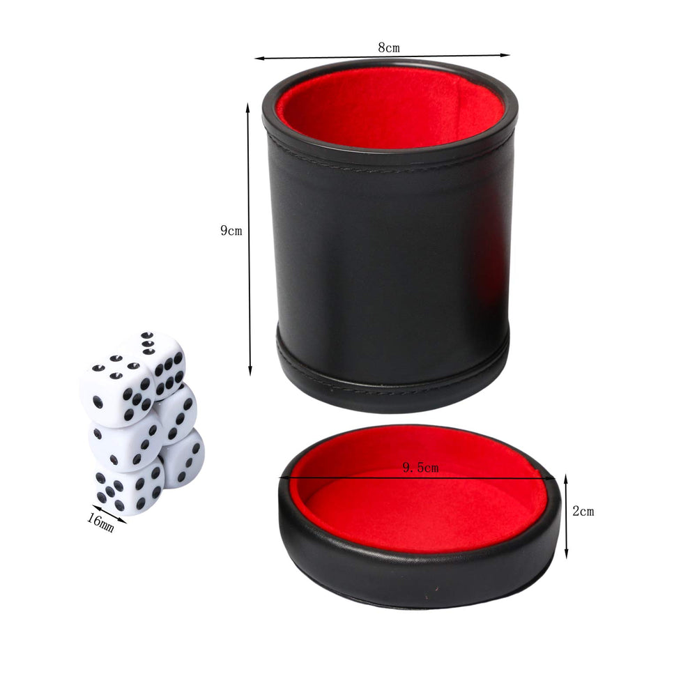 RERIVER dice cup side view shows sturdy PU leather exterior.