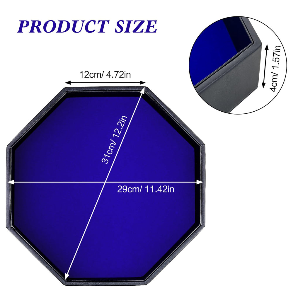 RERIVER octagon-shaped tray keeps dice contained during fast rounds.