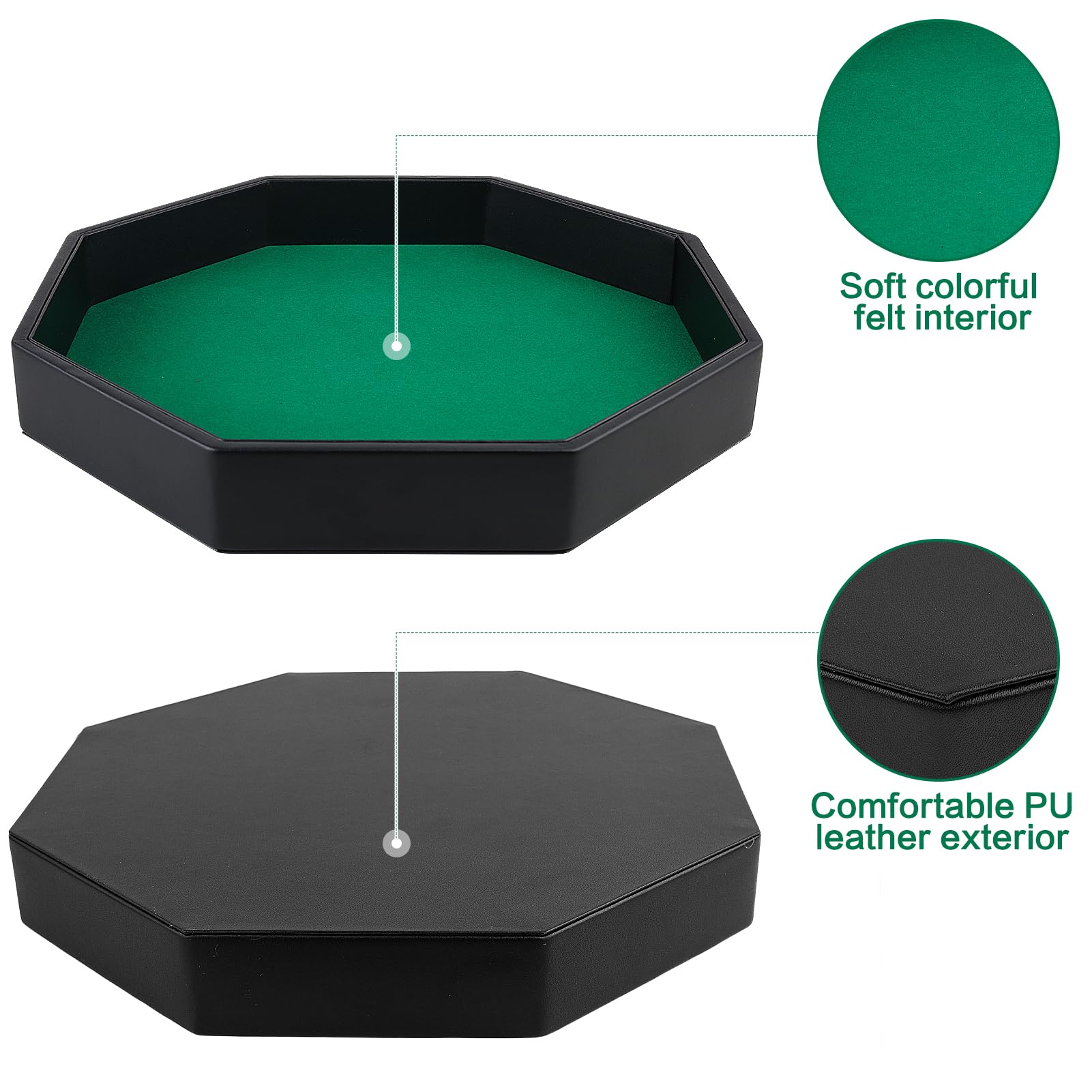 RERIVER dice tray PU leather outside for durable, premium feel