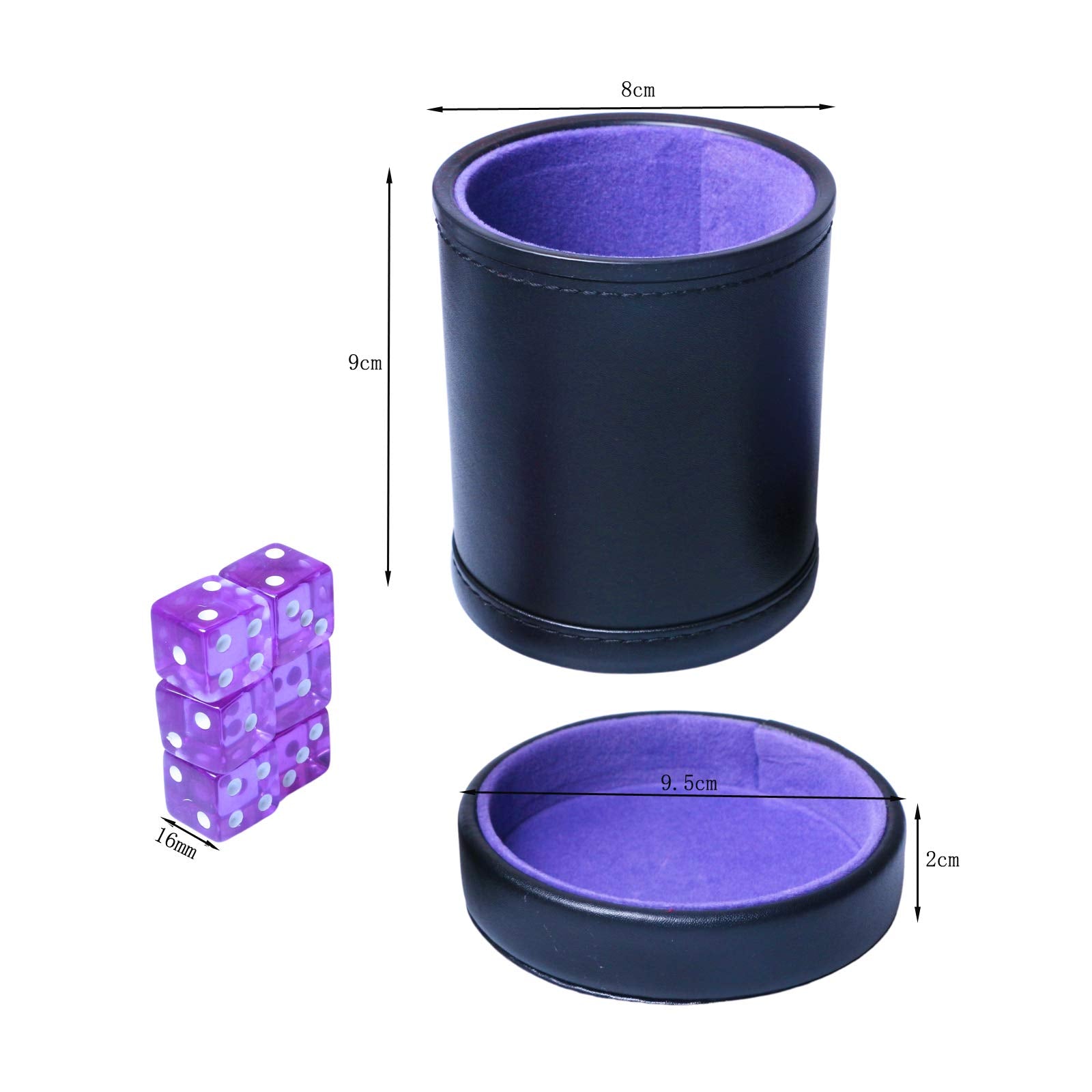 Close view of purple velvet interior in RERIVER dice cup
