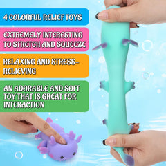Reroaoi axolotl stress-relief toy in yellow, bright tactile tension-release for break-time refresh.