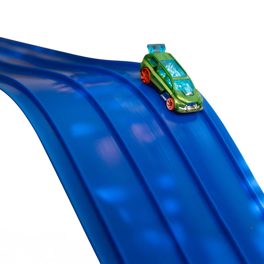 RESILIA race car track set with three lanes for epic family races.