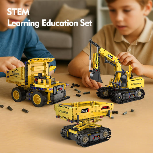 Resosese 555-piece engineering kit with battery-powered motors enables forward and reverse movement.