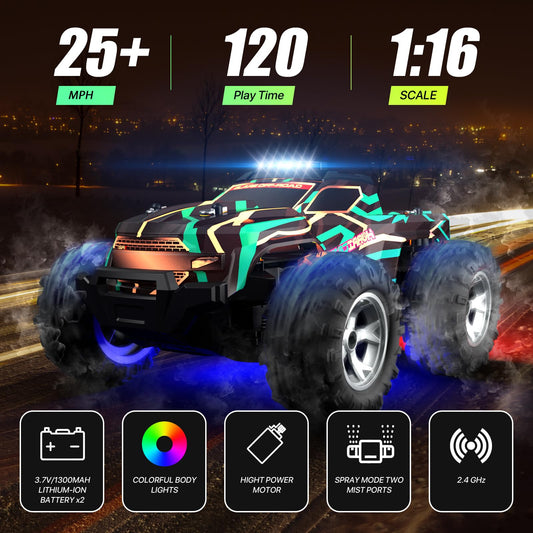 Resosese RC car showing vibrant LED lighting on body and chassis.