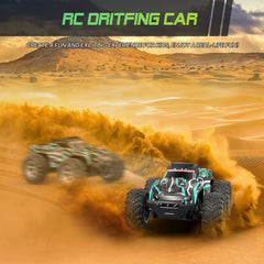 Resosese all-terrain RC car handling stairs, grass, and sand.