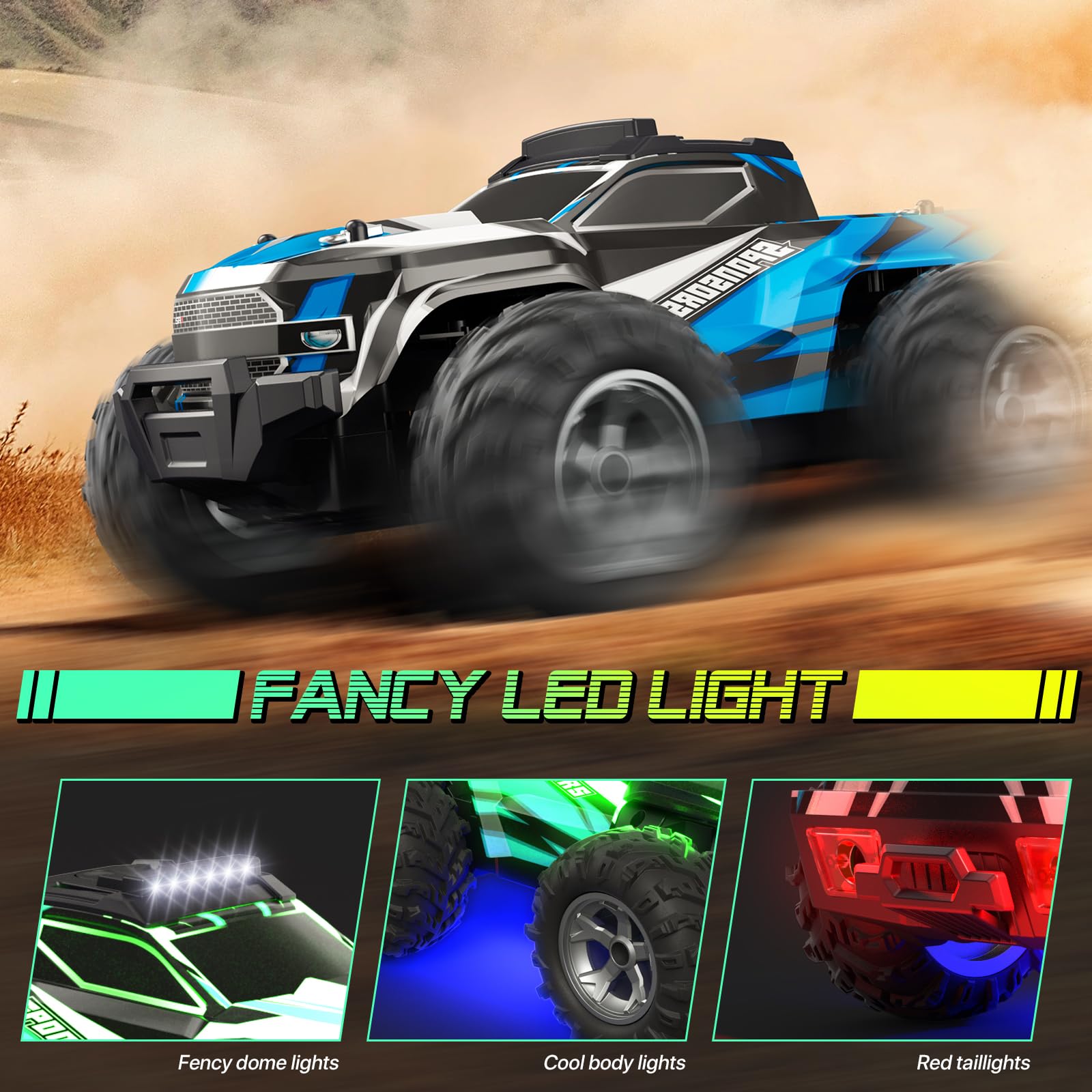 Resosese RC car LED spray lights for night driving.