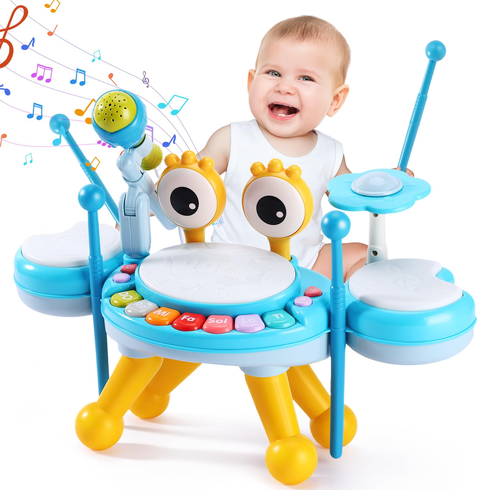 Resosese Toddlers Drum Set with 3 pads for early rhythm exploration.