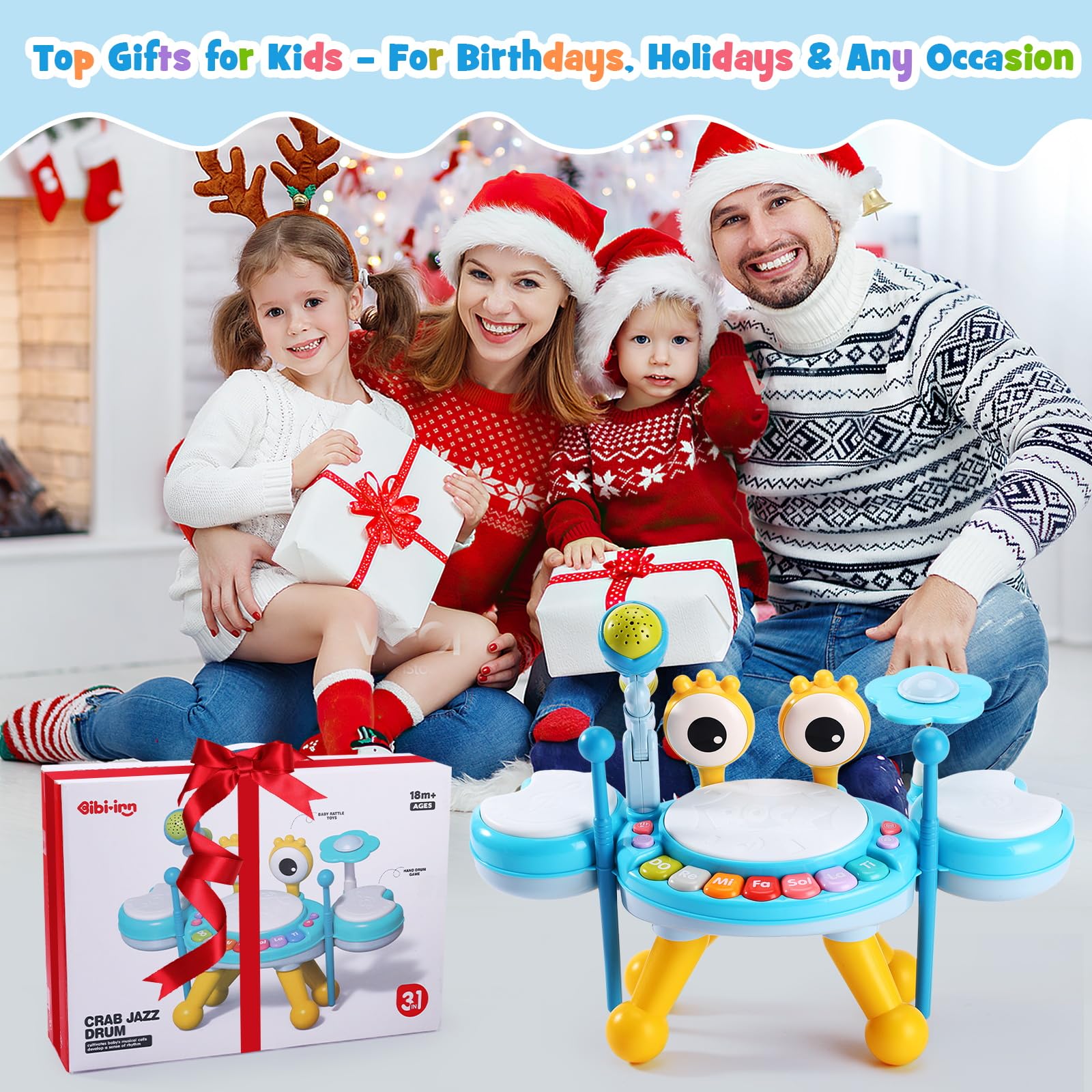 Resosese Toddlers Drum Set BPA-free materials and rounded edges for safe play.
