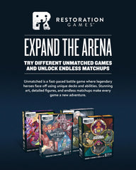 Restoration Games Unmatched box content ready for immediate play or expansion
