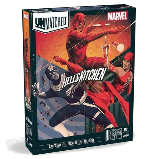 Restoration Games Unmatched Marvel Hell's Kitchen Daredevil duel on the board for strategic combat