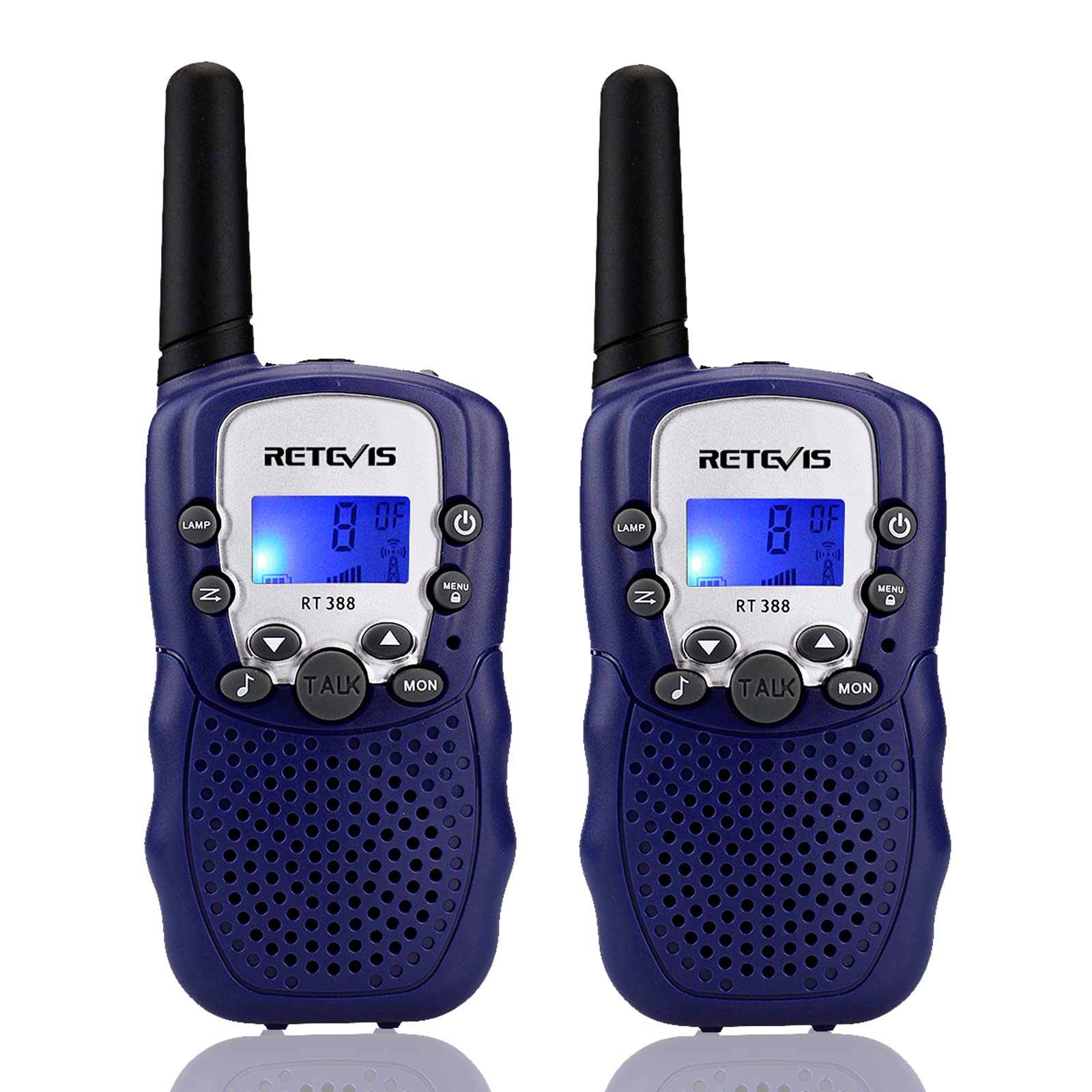 Retevis RT388 dark blue kids walkie talkies with backlit LCD display